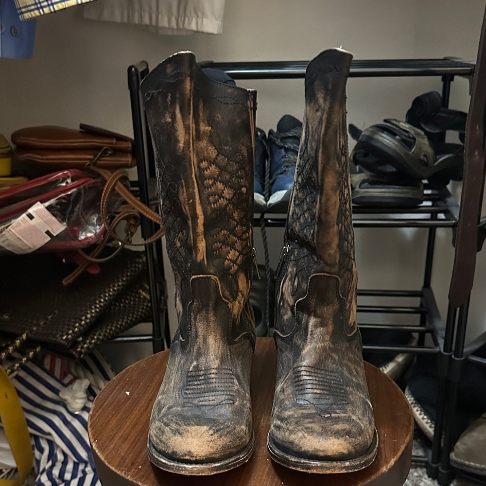 Freebird by Steven Black and Tan Heeled Boots